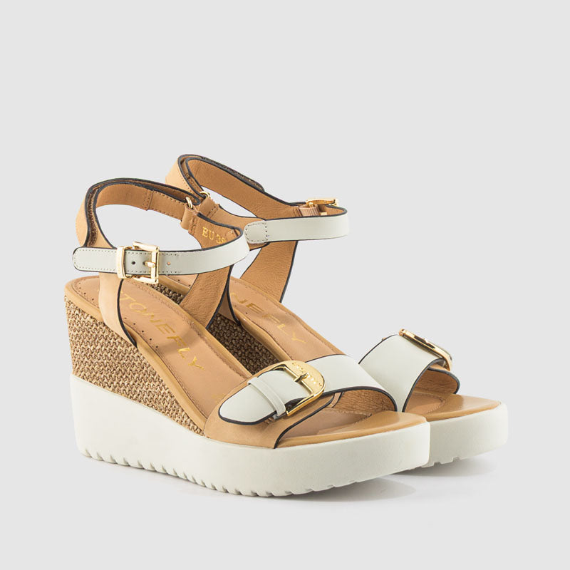 SANDALIA CUNYA PIEL BLANCO CUERO