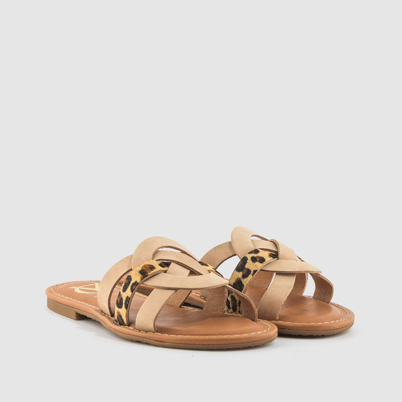 SANDALIA NOBUCK TAUPE LEOPARDO