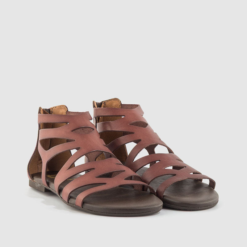 SANDALIA PIEL MARRON