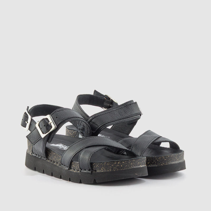 SANDALIA PIEL NEGRO