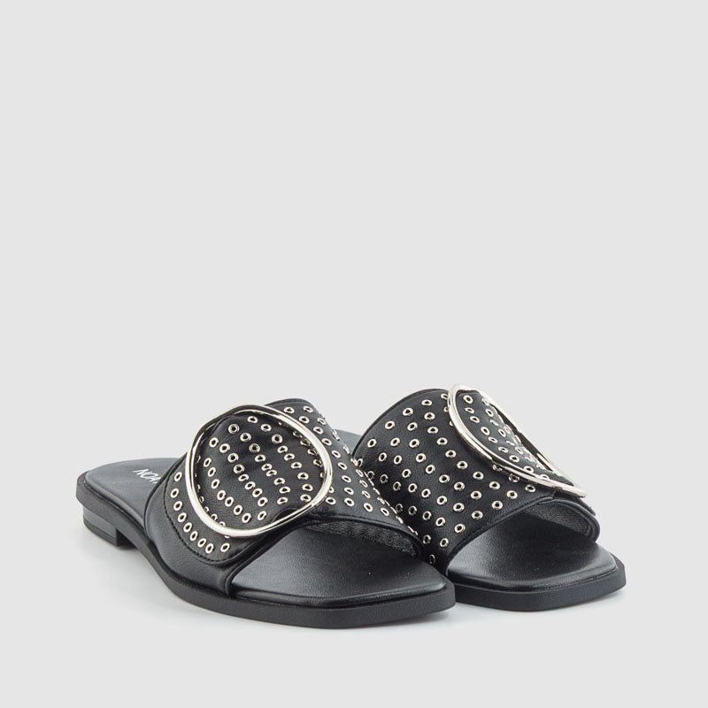 SANDALIA MINIOJETES PIEL NEGRO