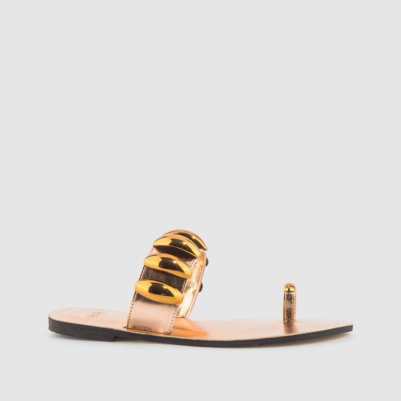 SANDALIA PIEDRAS PIEL BRONCE