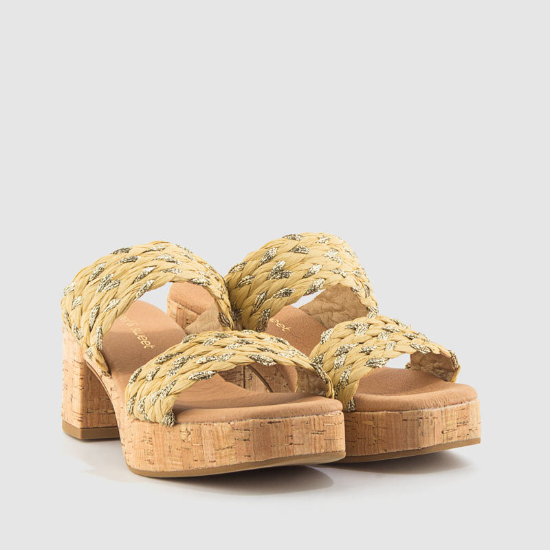 SANDALIA RAFIA NATURAL PLATINO