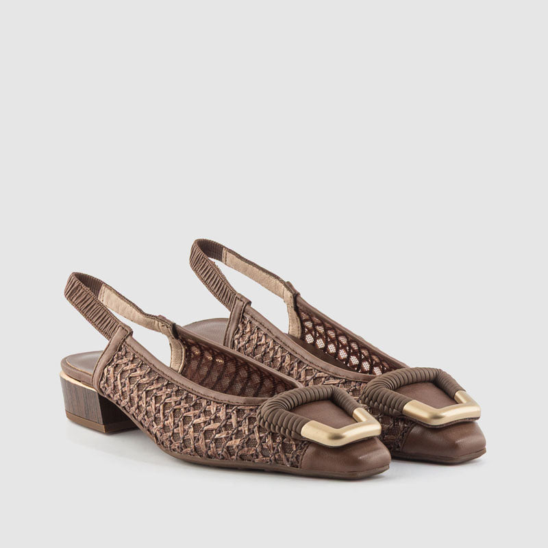 Bailarina destalonada rafia marrón
