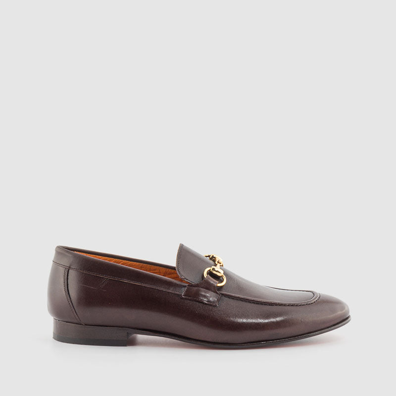 Mocasin vestir estribo piel marron