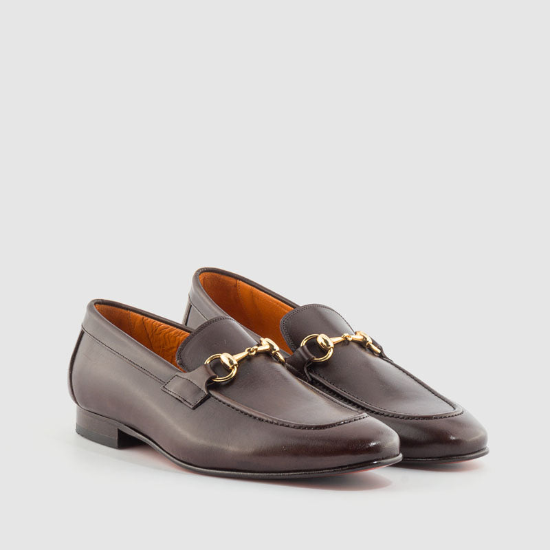 Mocasin vestir estribo piel marron