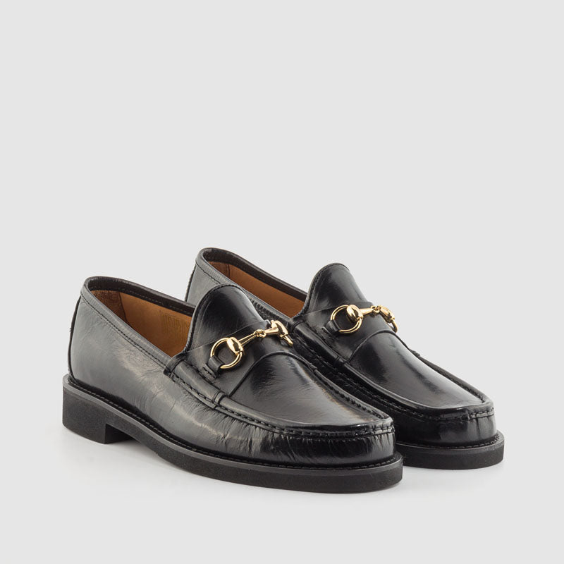 Mocasín vestir piel negra