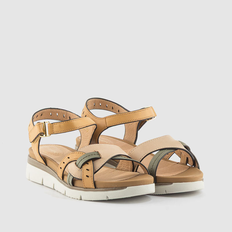 SANDALIA PIEL KAKI TAUPE CUERO