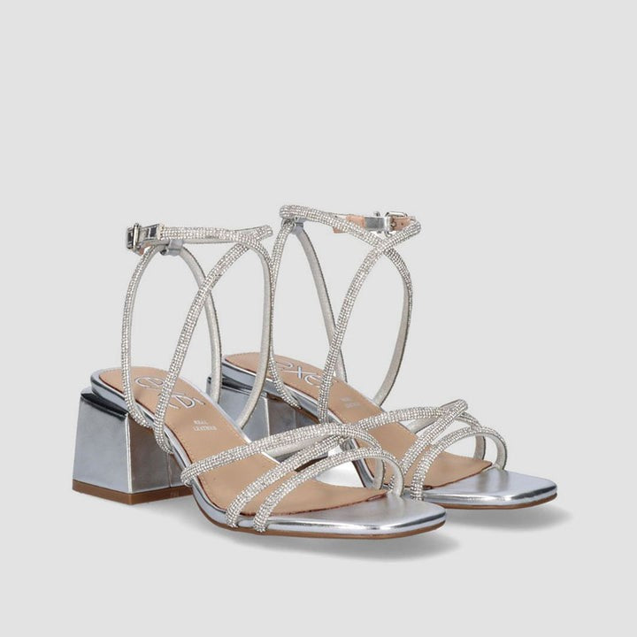 SANDALIA STRASS PIEL SILVER