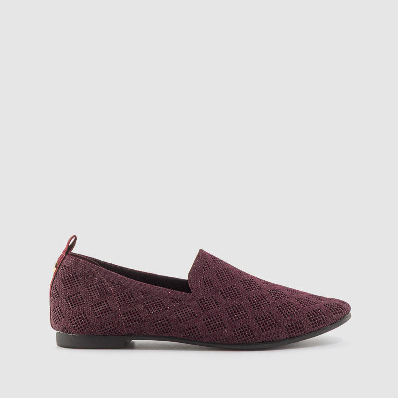 MOCASIN LICRA BRILLO BURDEOS