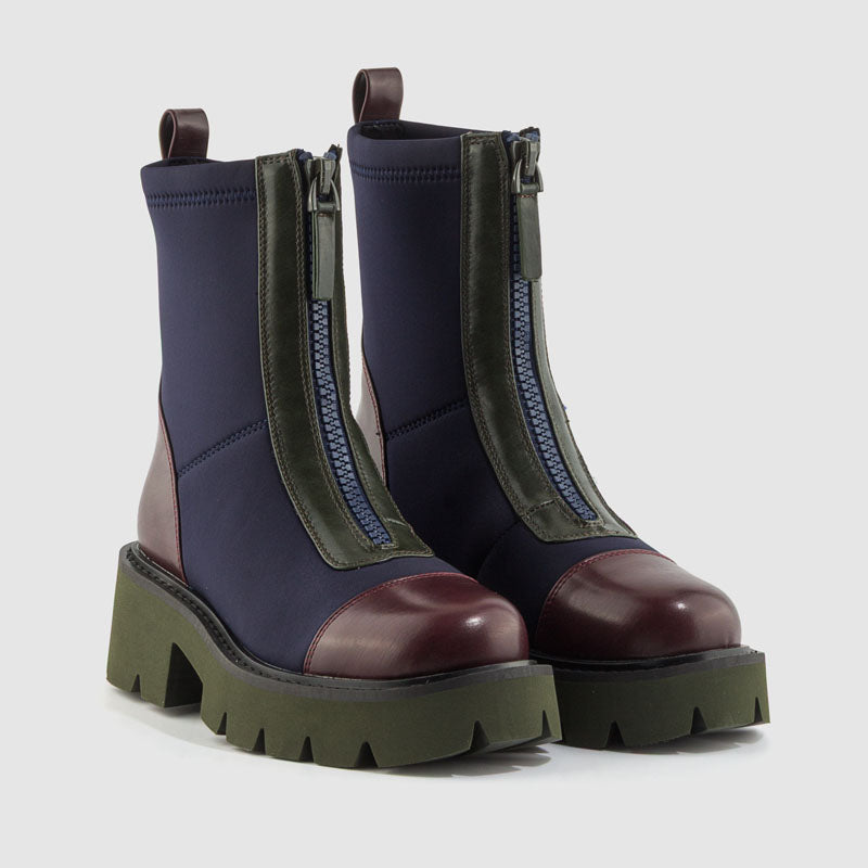 Botín combat cremallera multicolor