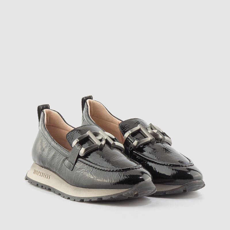 Mocasín sport adorno piel negro