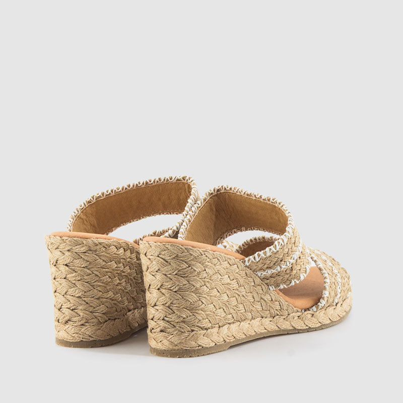 Sandalia cuña yute natural white