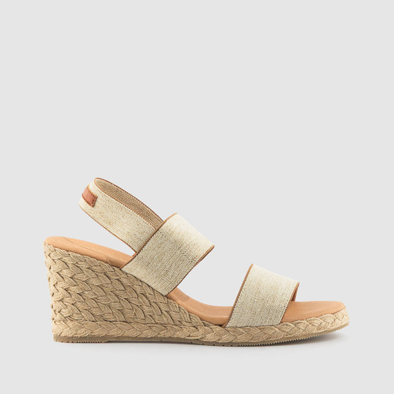 SANDALIA CUÑA  ELASTICO BEIGE