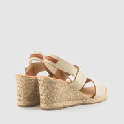 SANDALIA CUÑA ELASTICO BEIGE