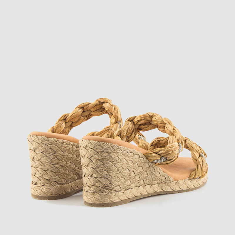 Sandalia cuña yute natural cristal