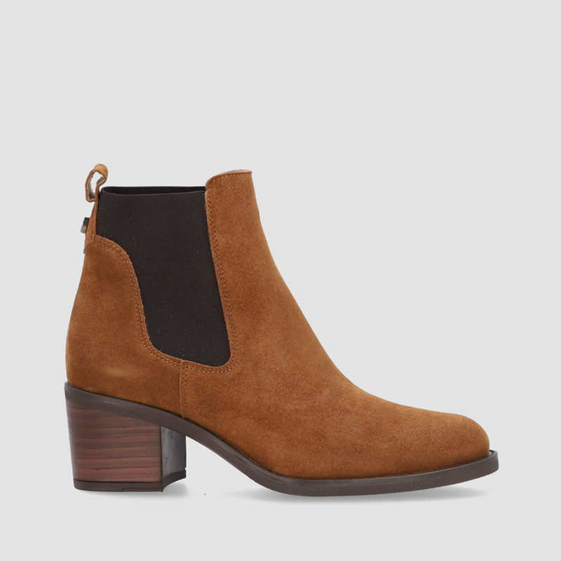 Botín elásticos tacón ante cuero