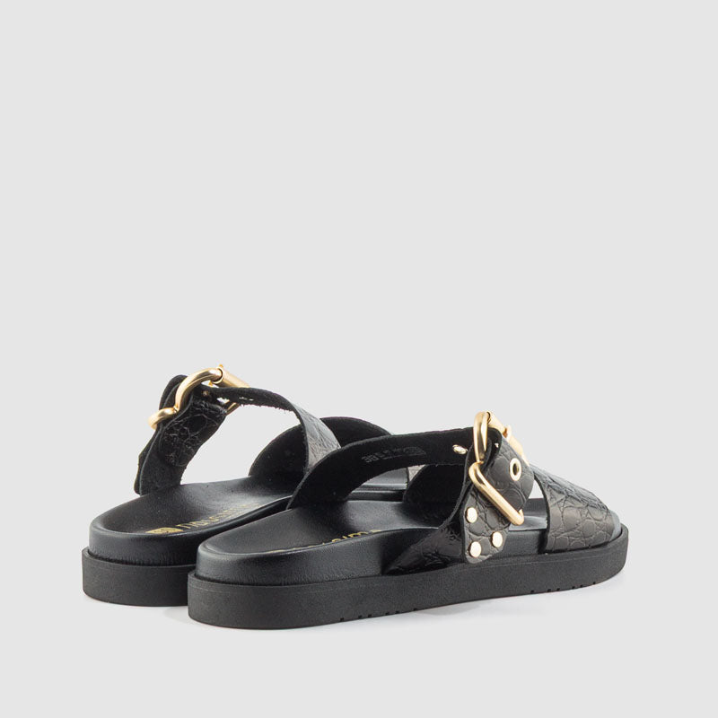Sandalia plana coco mate negro