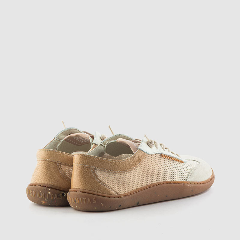 Deportivo BAREFOOT rejilla piel combi beige